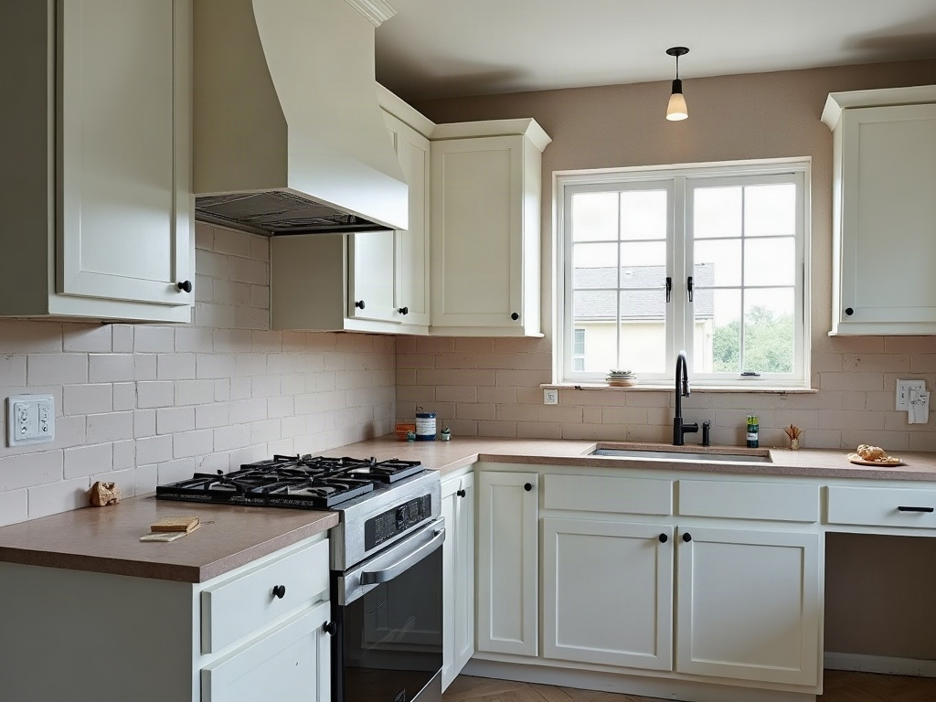 Newly remodeled kitchen with white cabinets and quartz countertops in a Boca Raton home
