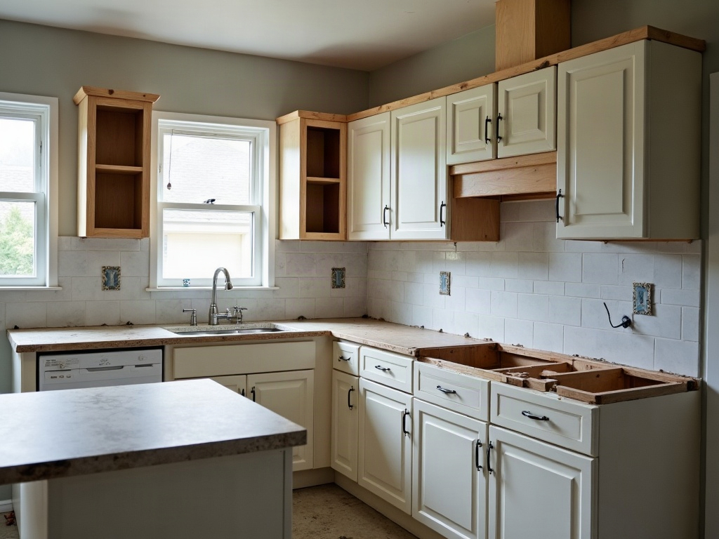 Renovated kitchen with quartz counters and shaker cabinets in a Boynton Beach home