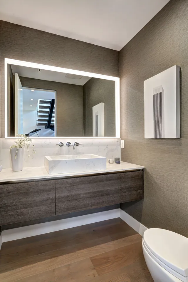 Bathroom vanity with a stone countertop